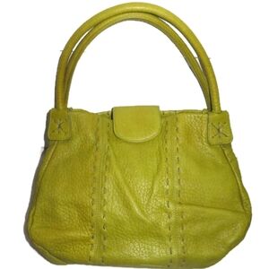 Carlos Falchi Green Leather Double Handle Satchel